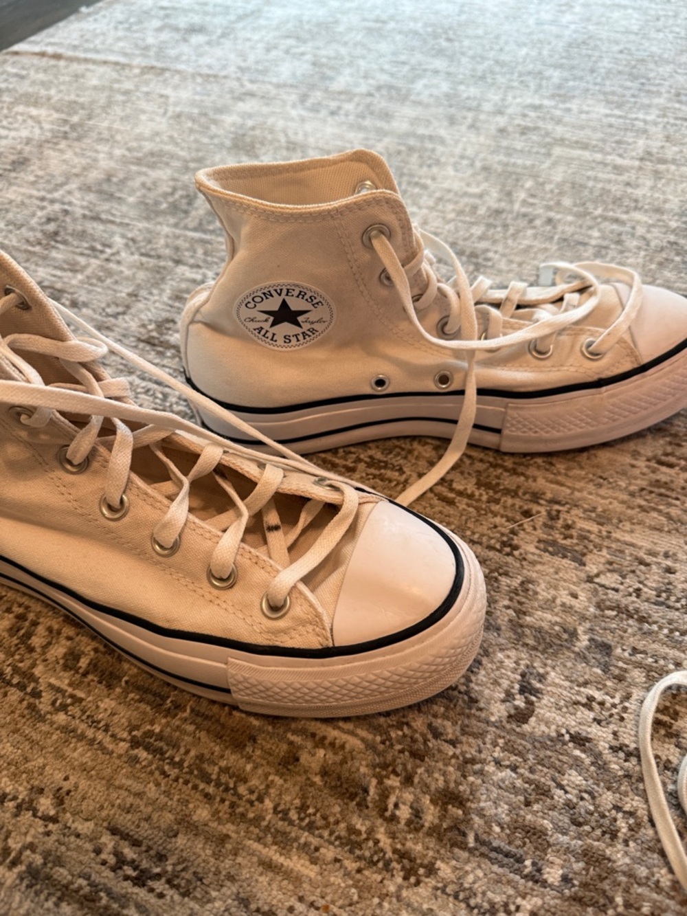 Converse White High Top Sneakers with Black Trim